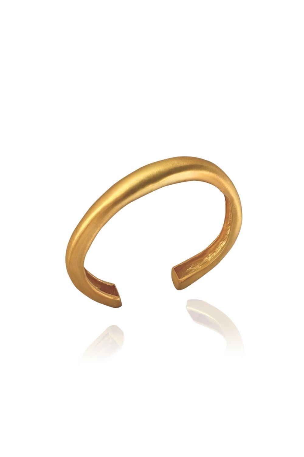 Linya Jewellery-Grel Kalın Asimetrik Mat Gold Bileklik-Bileklik-1-fleurdirect.live