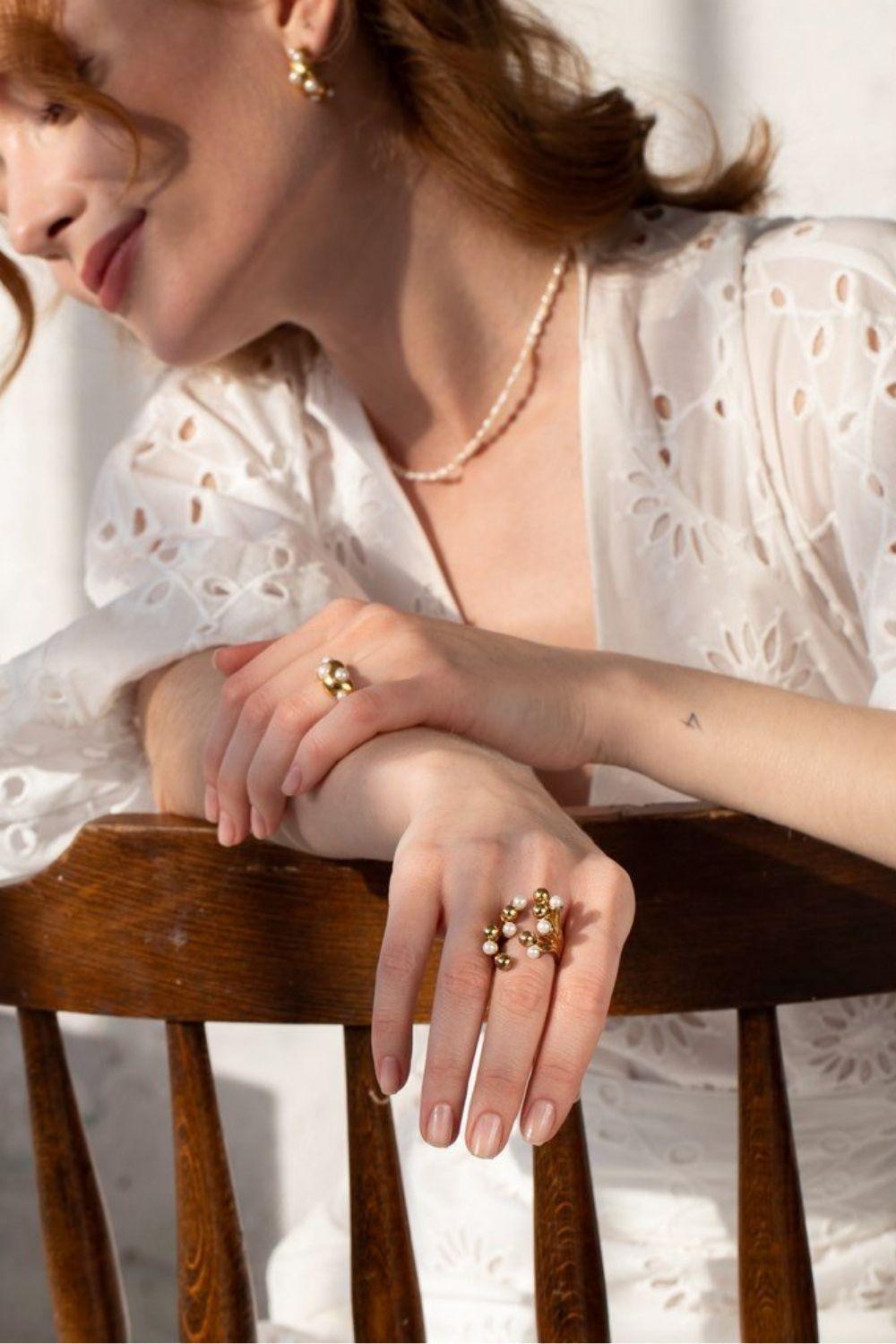 Linya Jewellery-Kafes İncili Yüzük-Yüzük-3-fleurdirect.live