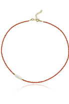 Linya Jewellery-Kely Kırmızı Mercanlı Küçük İncili Kolye-Kolye-1-fleurdirect.live