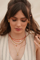 Linya Jewellery-Kely Kırmızı Mercanlı Küçük İncili Kolye-Kolye-5-fleurdirect.live