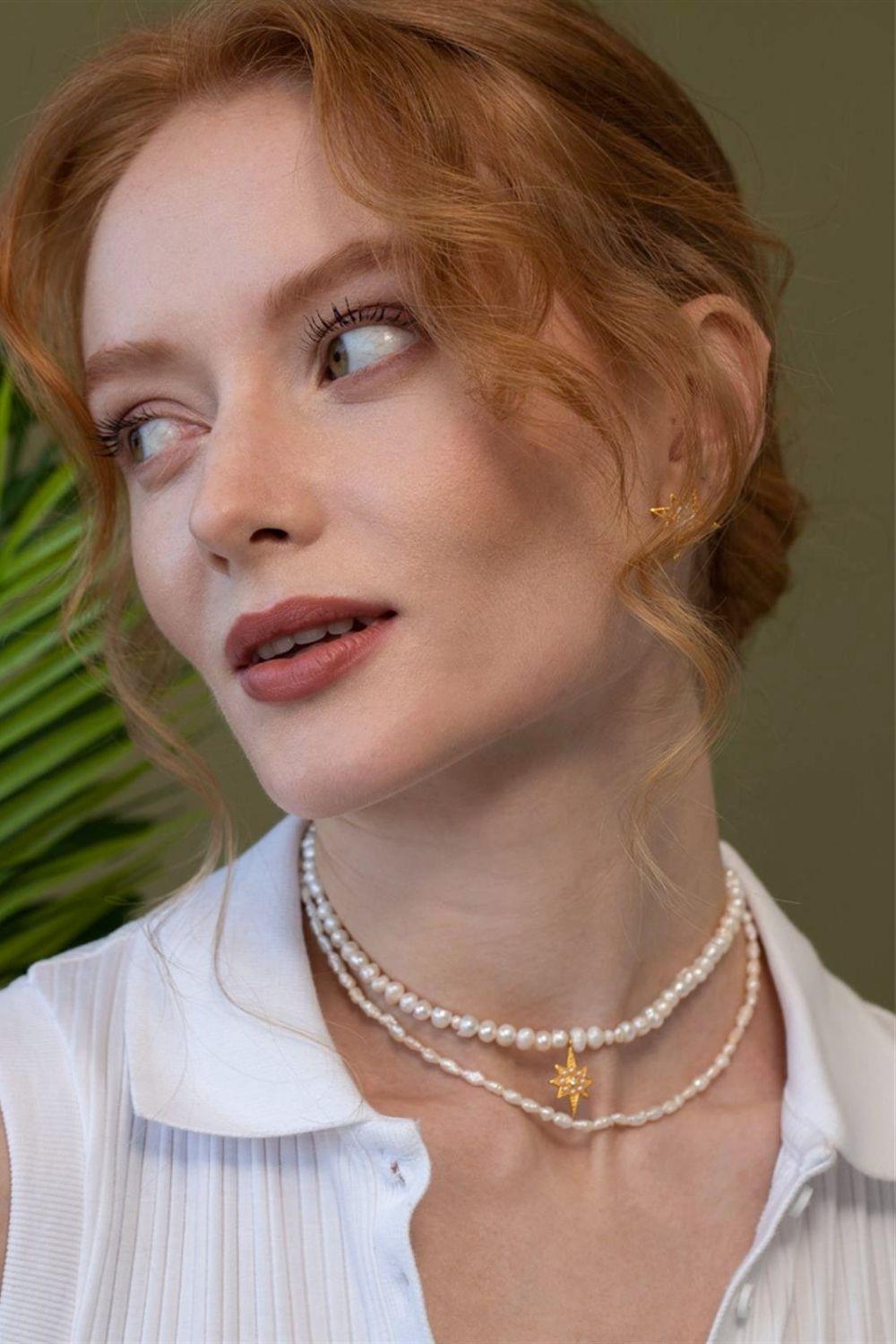 Linya Jewellery-Kutup Yıldızı İnci Kolye-Kolye-4-fleurdirect.live