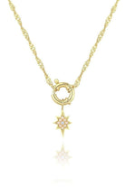 Linya Jewellery-Kutup Yıldızı Kilitli İncili Kolye Gold-Kolye-1-fleurdirect.live