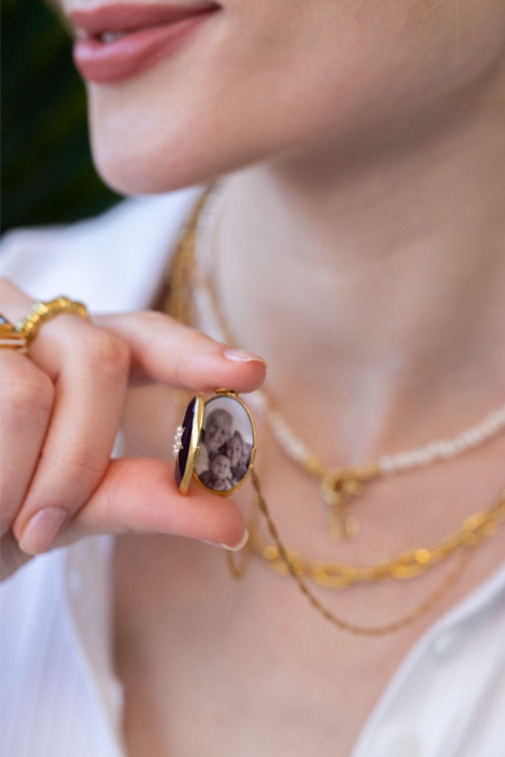 Linya Jewellery-Lacivert Mineli Kutup Yıldızı Madalyon Kolye-Kolye-3-fleurdirect.live