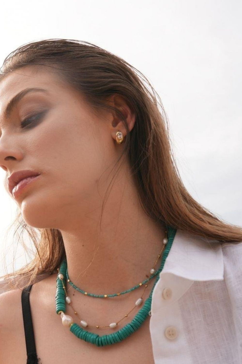Linya Jewellery-Lana Turkuaz Küçük Toplu Kolye-Kolye-4-fleurdirect.live