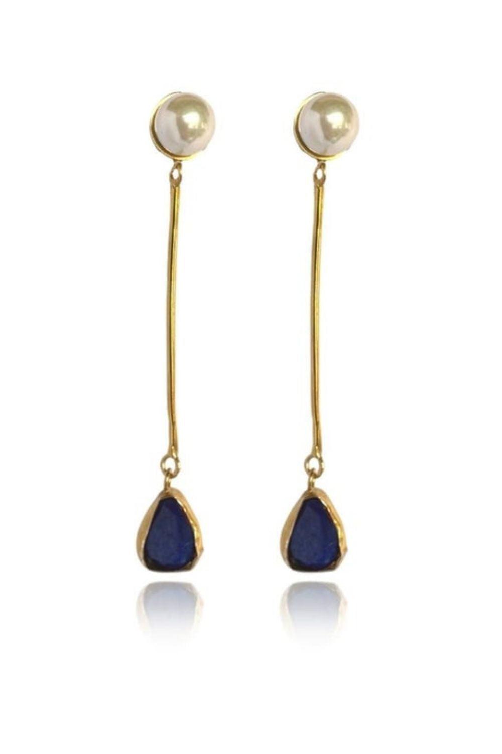Linya Jewellery-Lapis Doğal İnci Küpe-Küpe-2-fleurdirect.live