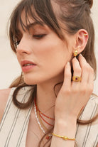 Linya Jewellery-Lina Sarı Damla Taşlı Küpe-Küpe-2-fleurdirect.live