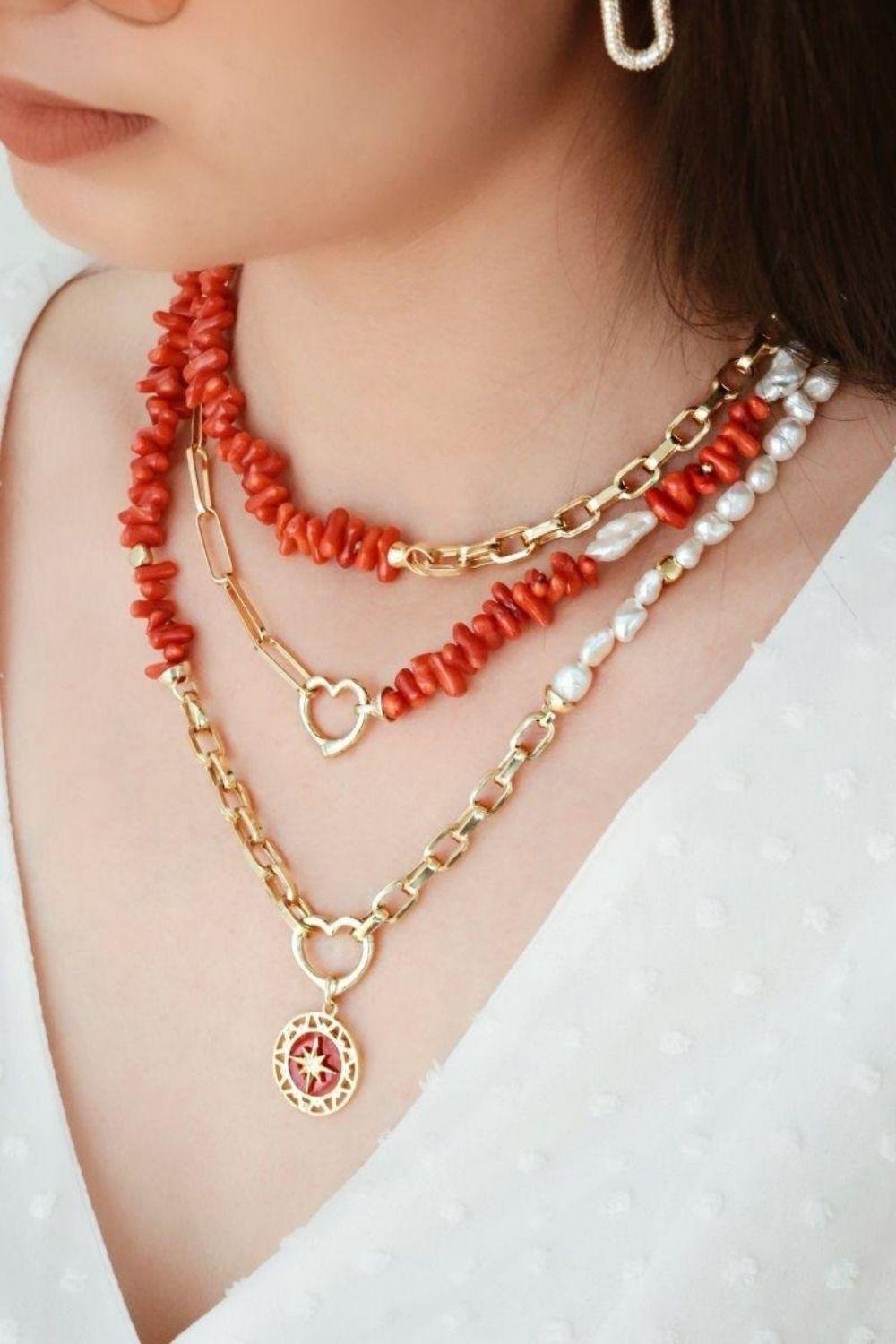 Linya Jewellery-Love Zincir Mercan İnci Kolye-Kolye-2-fleurdirect.live