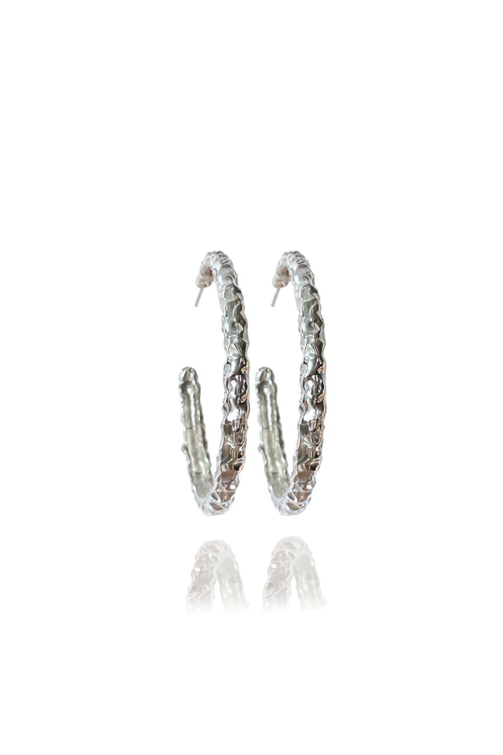 Linya Jewellery-Misy Amorf Oval Büyük Gümüş Halka Küpe-Küpe-1-fleurdirect.live