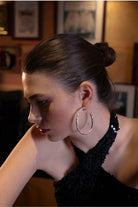 Linya Jewellery-Misy Amorf Oval Büyük Gümüş Halka Küpe-Küpe-2-fleurdirect.live