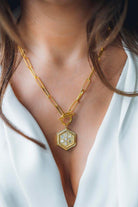 Linya Jewellery-Miyness Baget Madalyon Kolye Gold-Kolye-1-fleurdirect.live