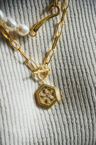 Linya Jewellery-Miyness Baget Madalyon Kolye Gold-Kolye-3-fleurdirect.live