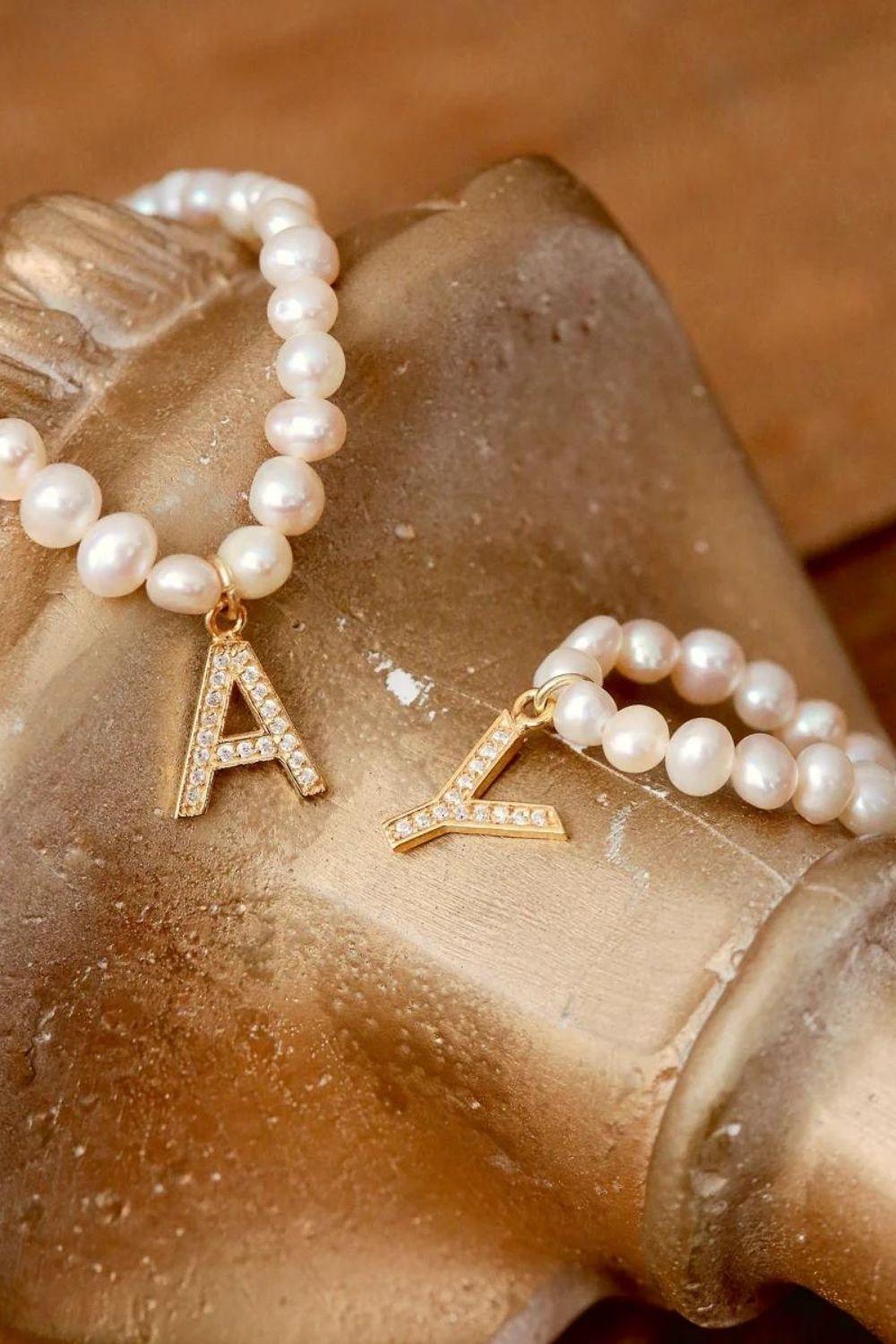 Linya Jewellery-Mono A Harfli İnci Kolye-Kolye-2-fleurdirect.live