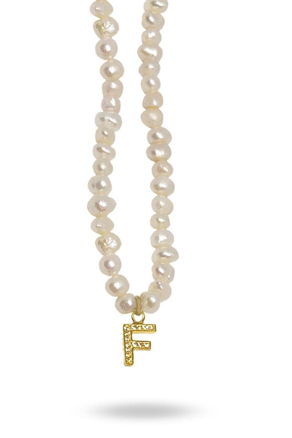 Linya Jewellery-Mono F Harfli İnci Kolye-Kolye-1-fleurdirect.live