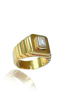 Linya Jewellery-Oktagon Beyaz Taşlı Yüzük-Yüzük-1-fleurdirect.live