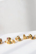 Linya Jewellery-Oktagon Lacivert Taşlı Yüzük-Yüzük-2-fleurdirect.live