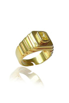 Linya Jewellery-Oktagon Sarı Taşlı Yüzük-Yüzük-1-fleurdirect.live