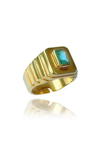 Linya Jewellery-Oktagon Yeşil Taşlı Yüzük-Yüzük-1-fleurdirect.live