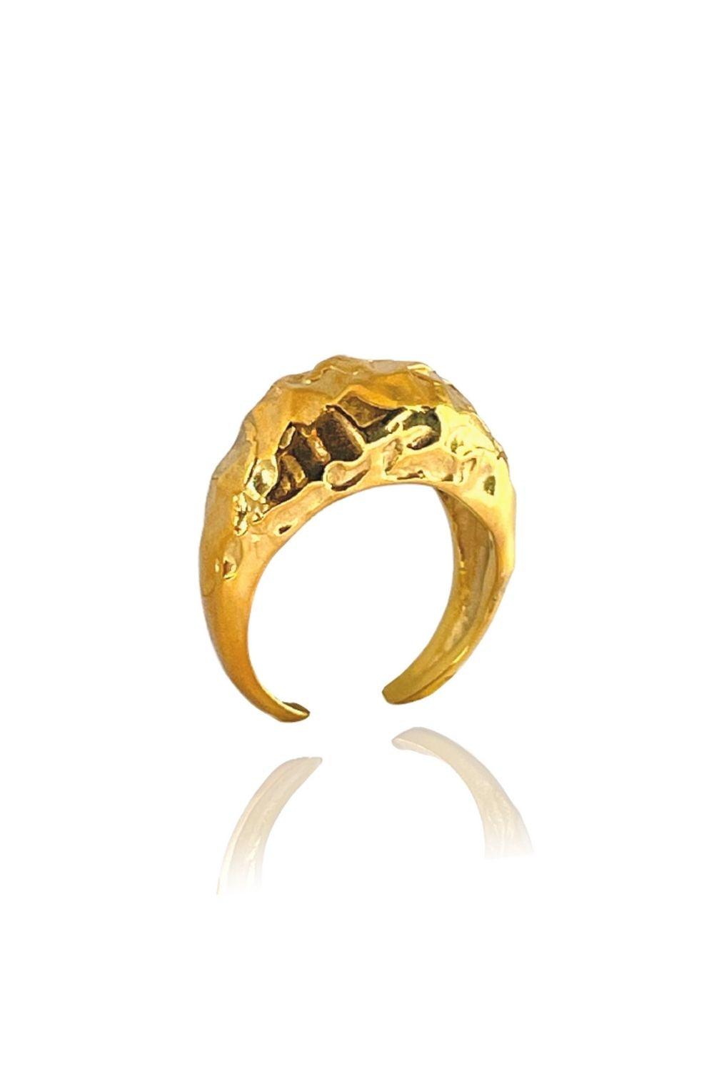 Linya Jewellery-Pary Amorf Parlak Gold Oval Yüzük-Yüzük-1-fleurdirect.live