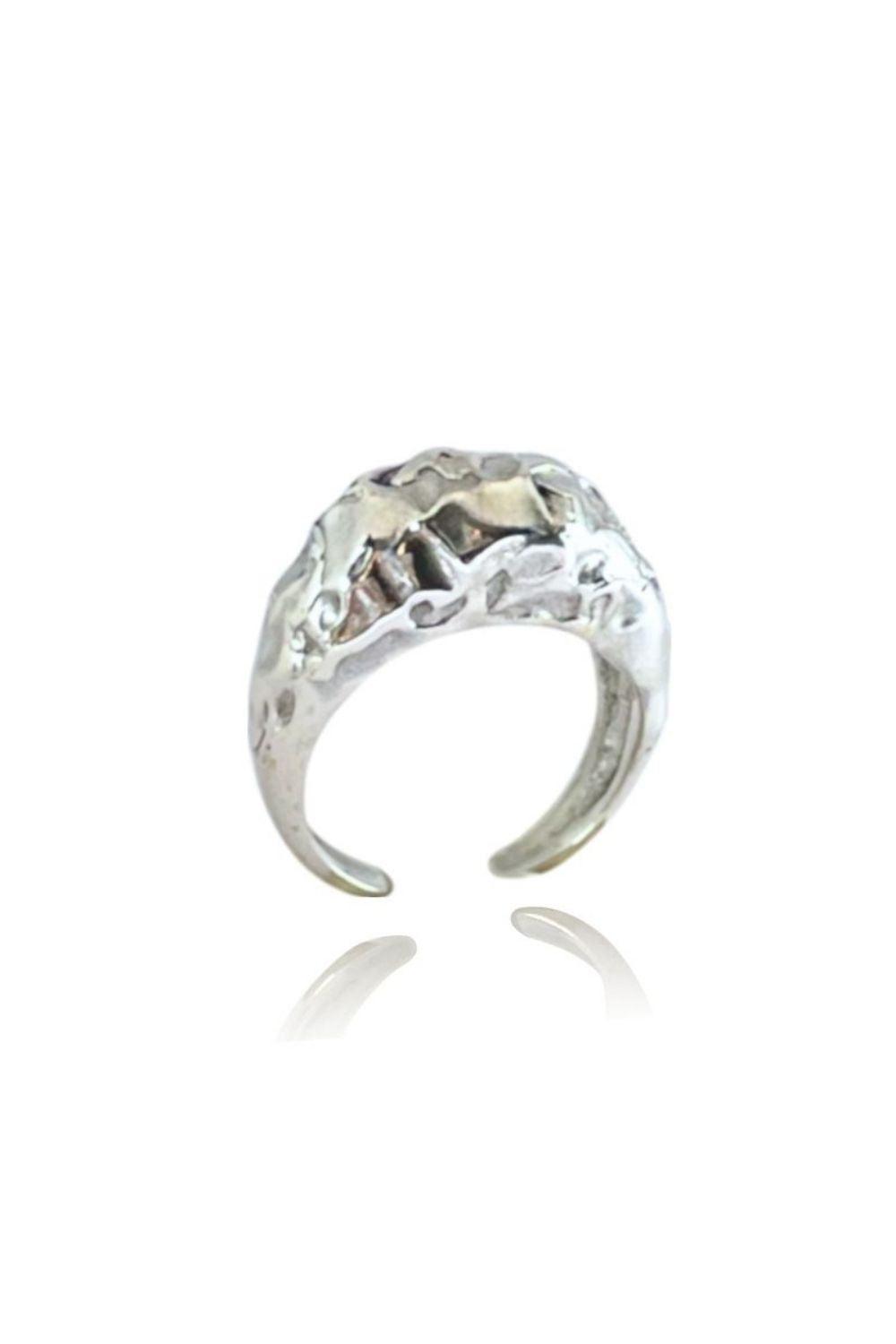 Linya Jewellery-Pary Amorf Parlak Gümüş Oval Yüzük-Yüzük-1-fleurdirect.live