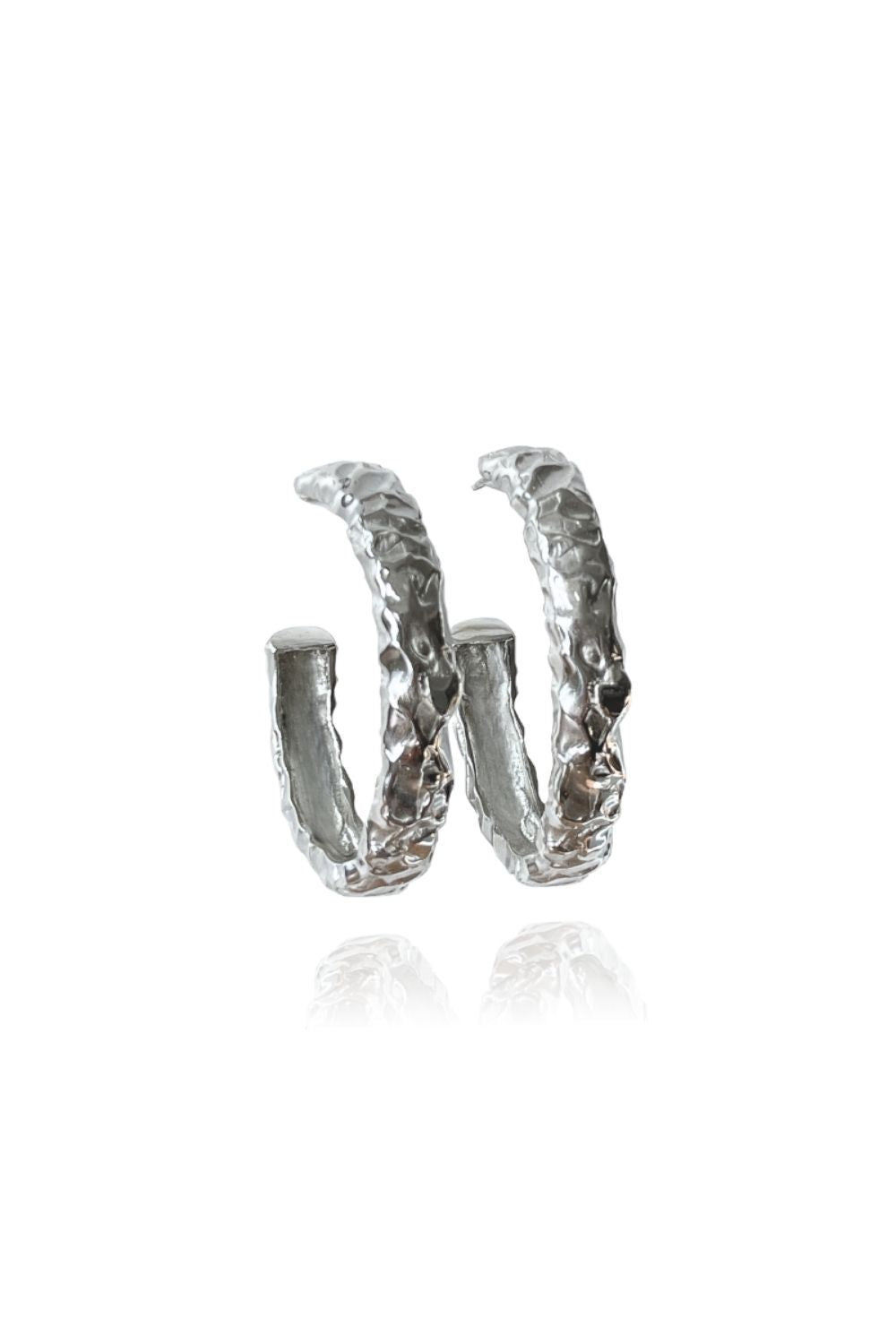 Linya Jewellery-Rara Amorf Yarım Gümüş Oval Küpe-Küpe-1-fleurdirect.live