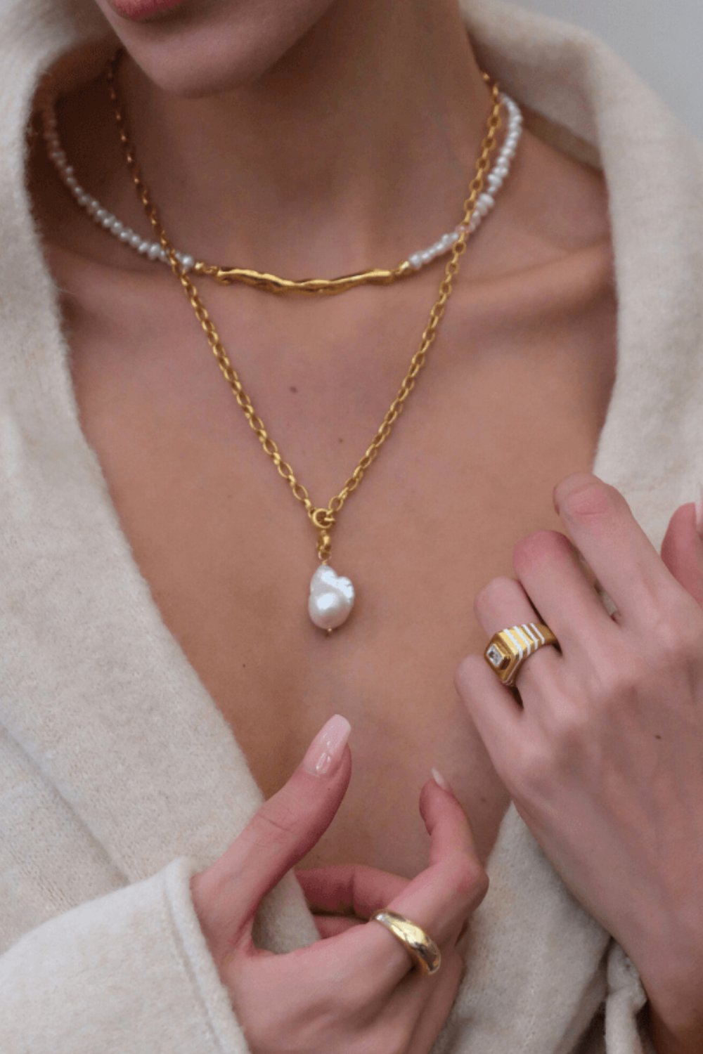 Linya Jewellery-Tapy Barok İnci Kalın Zincir Kolye-Kolye-3-fleurdirect.live