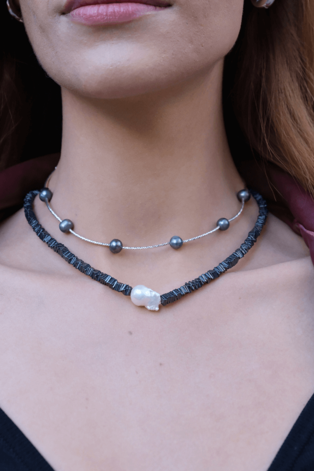 Linya Jewellery-Tohora Siyah İnci Choker-Kolye-4-fleurdirect.live