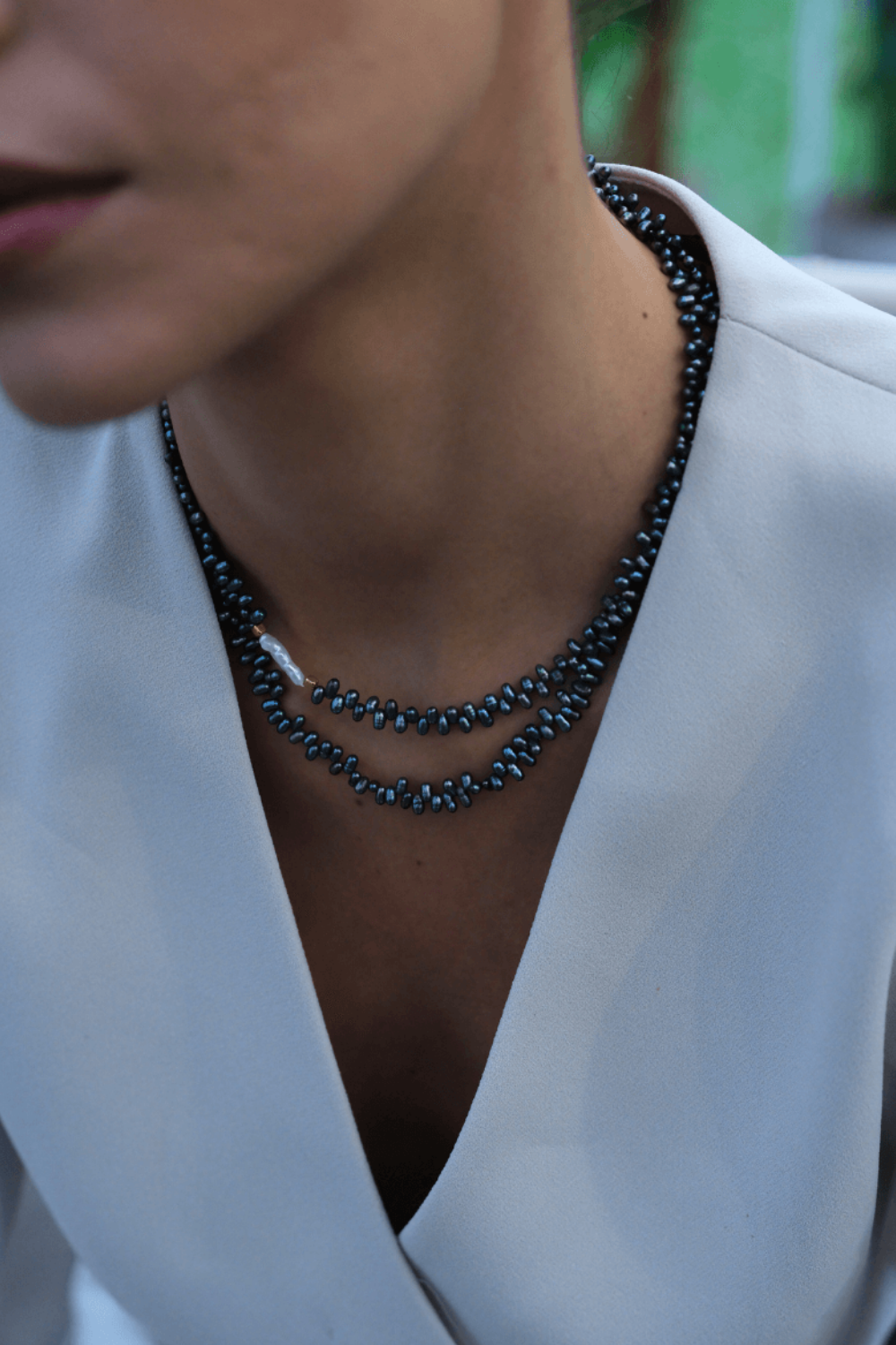 Linya Jewellery-Triton Asimetrik Siyah İnci Kolye-Kolye-3-fleurdirect.live