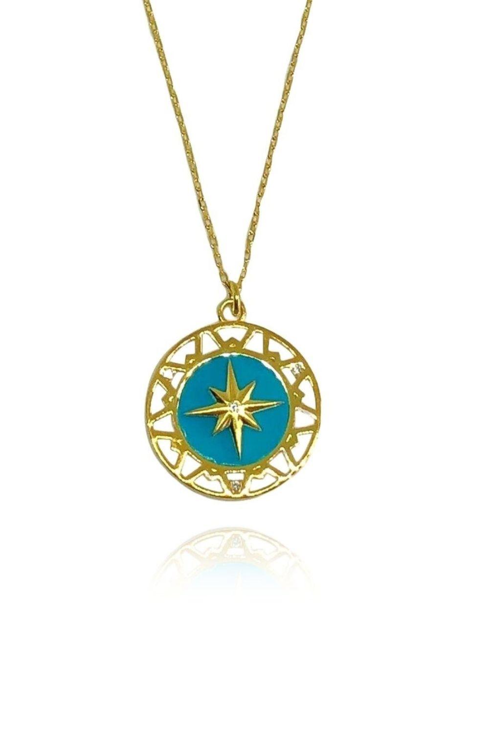 Linya Jewellery-Turkuaz Mineli Kutup Yıldız Kolye-Kolye-2-fleurdirect.live