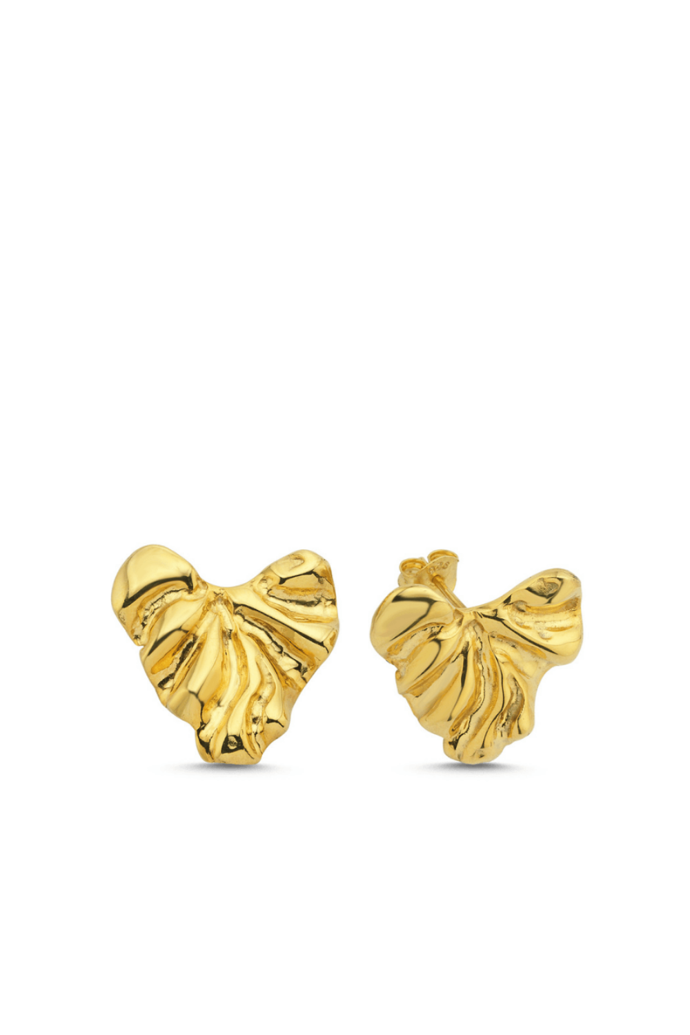 Linya Jewellery-Vory Amorf Kalp Küpe Gold-Küpe-1-fleurdirect.live