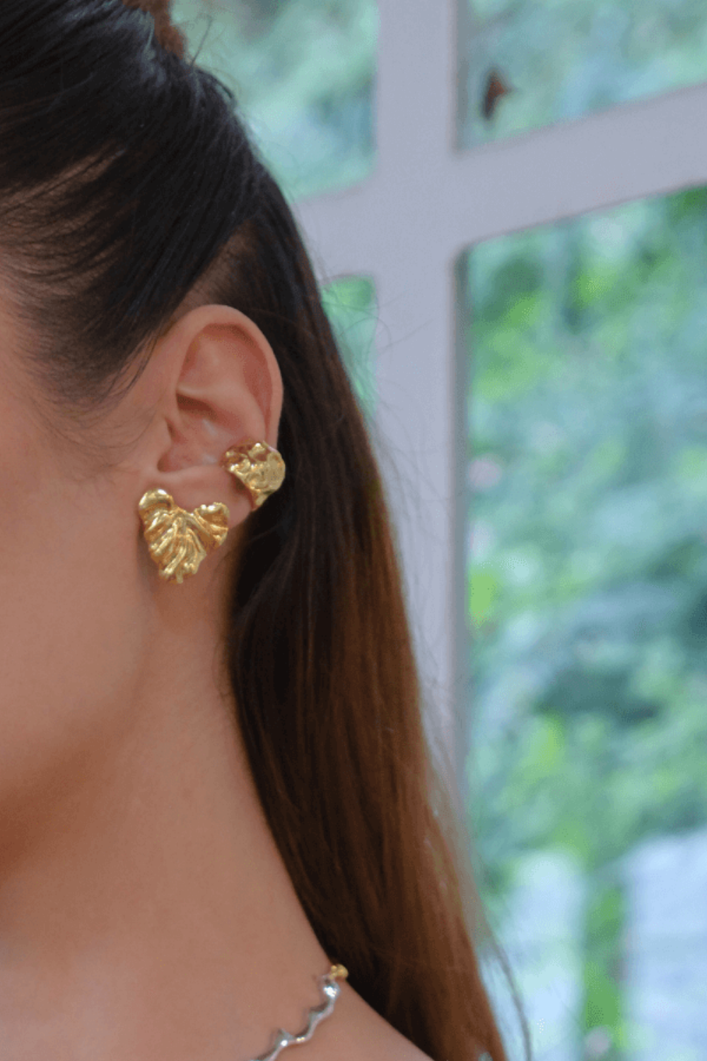 Linya Jewellery-Vory Amorf Kalp Küpe Gold-Küpe-3-fleurdirect.live