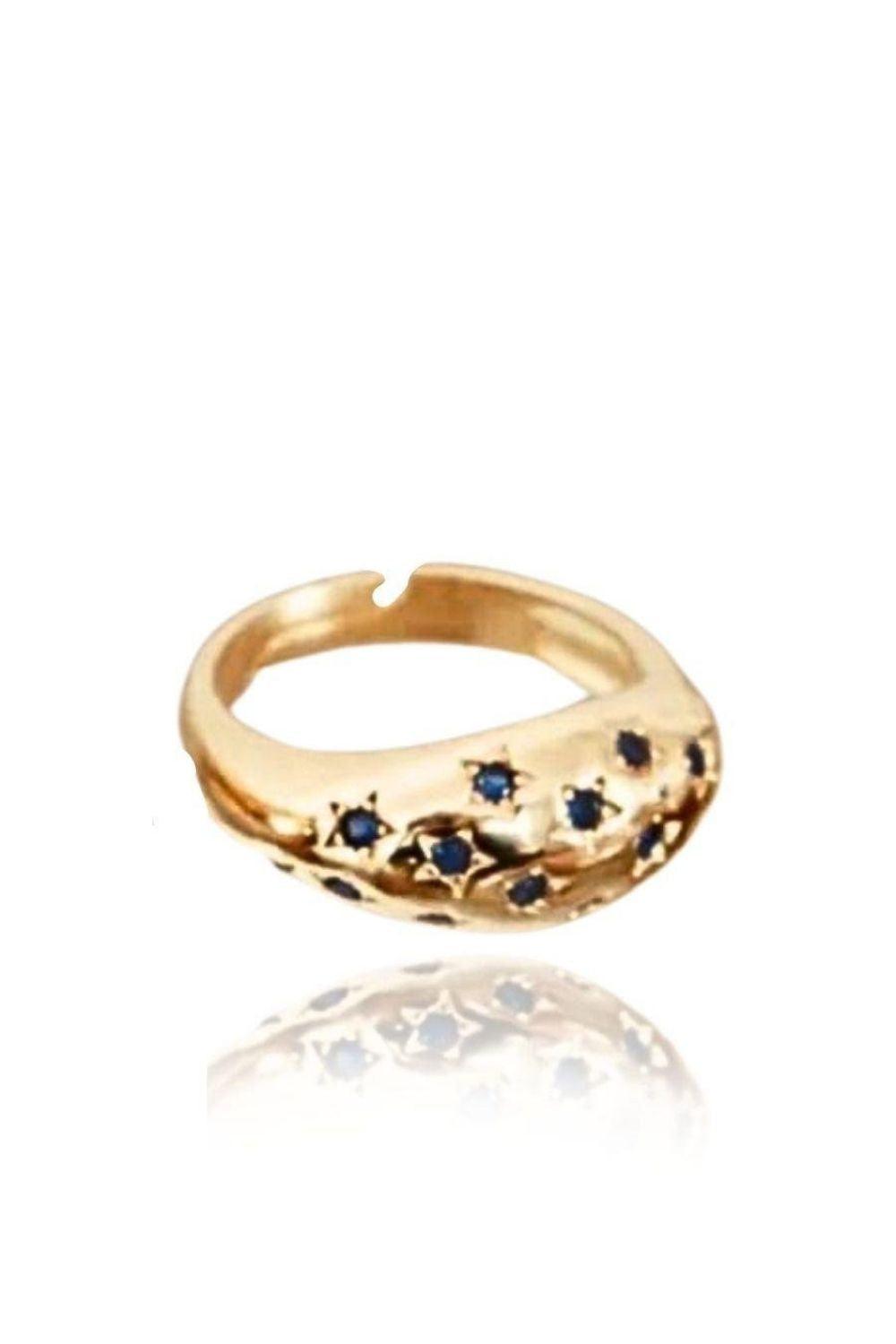 Linya Jewellery-Yıldız Lacivert Taşlı Yüzük-Yüzük-1-fleurdirect.live