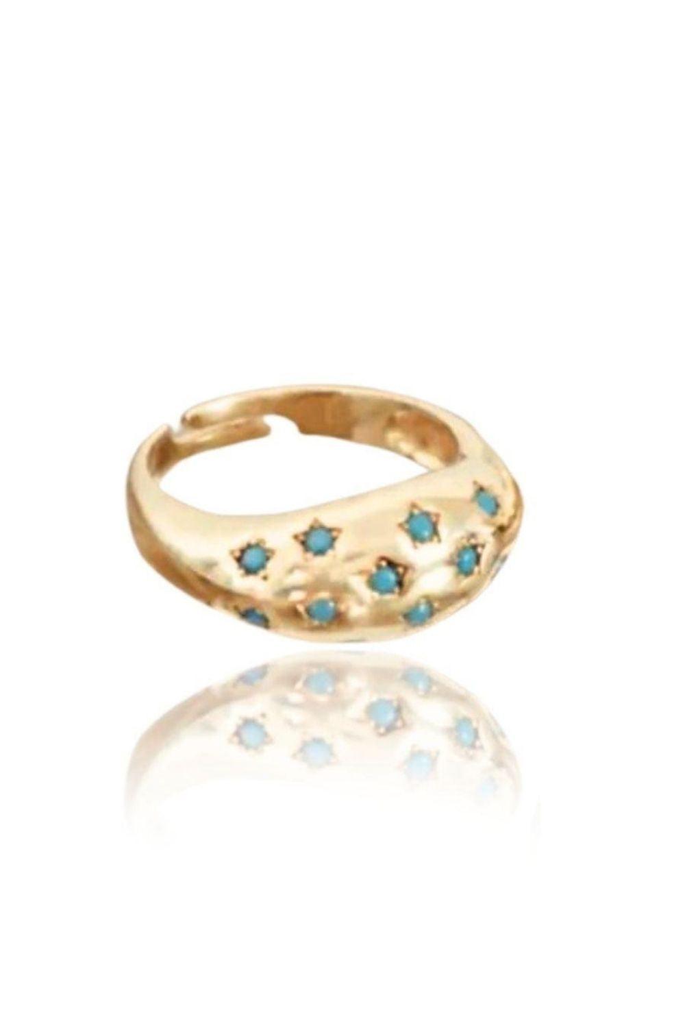 Linya Jewellery-Yıldız Turkuaz Taşlı Yüzük-Yüzük-1-fleurdirect.live