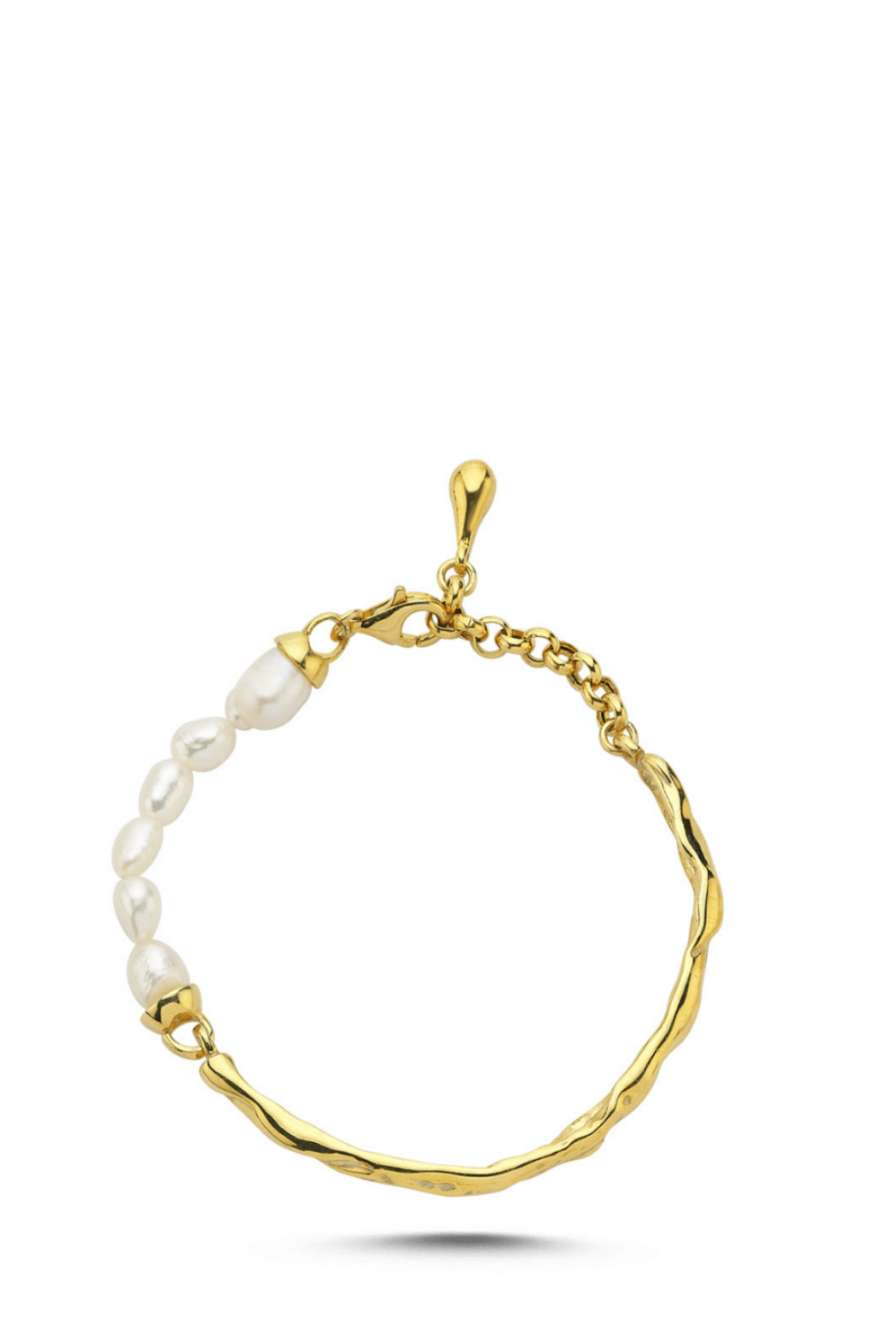 Linya Jewellery-Yira Kelepçe İnci Bileklik Gold-Bileklik-1-fleurdirect.live