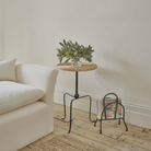 Tressé Rattan Örgülü Demir Oval Sehpa