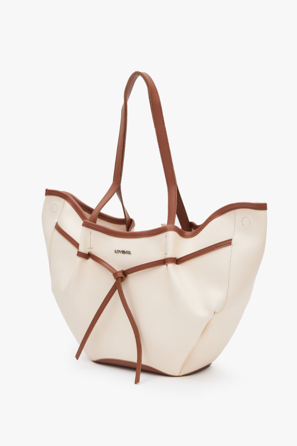Loventa-Large Tote Bag Bej & Taba Ni̇esha-Omuz Çantası-3-fleurdirect.live
