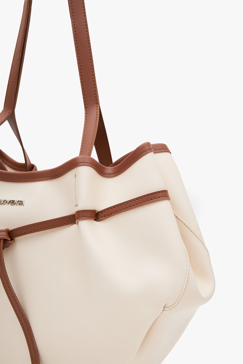 Loventa-Large Tote Bag Bej & Taba Ni̇esha-Omuz Çantası-6-fleurdirect.live