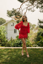 Lunaire Studio-Red Anemone - Nar Çiçeği Büzgülü Elbise-Elbise-3-fleurdirect.live