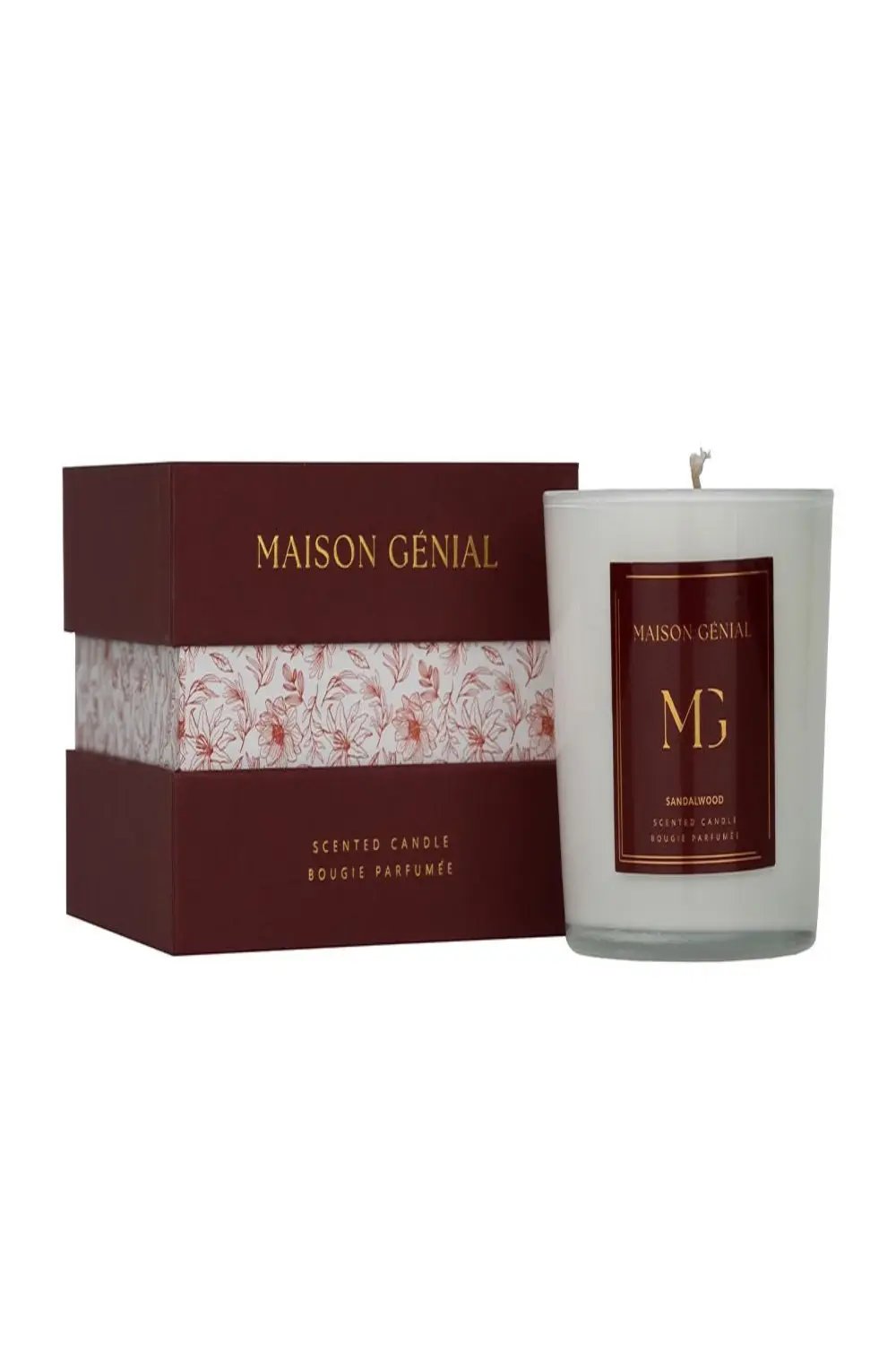 Maison Genial-Maison Genial Luxury Sandal Wood Bordo Mum Büyük Boy 290g-Mum-1-fleurdirect.live