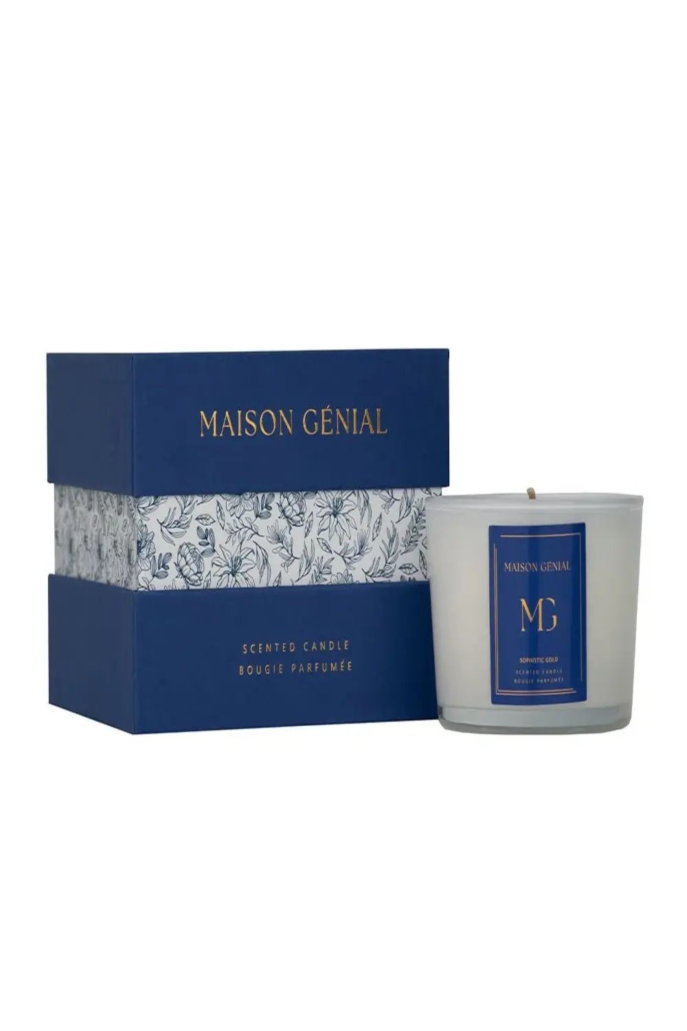 Maison Genial-Maison Genial Luxury Sophistic Gold Mavi Mum Küçük Boy 160g-Mum-1-fleurdirect.live