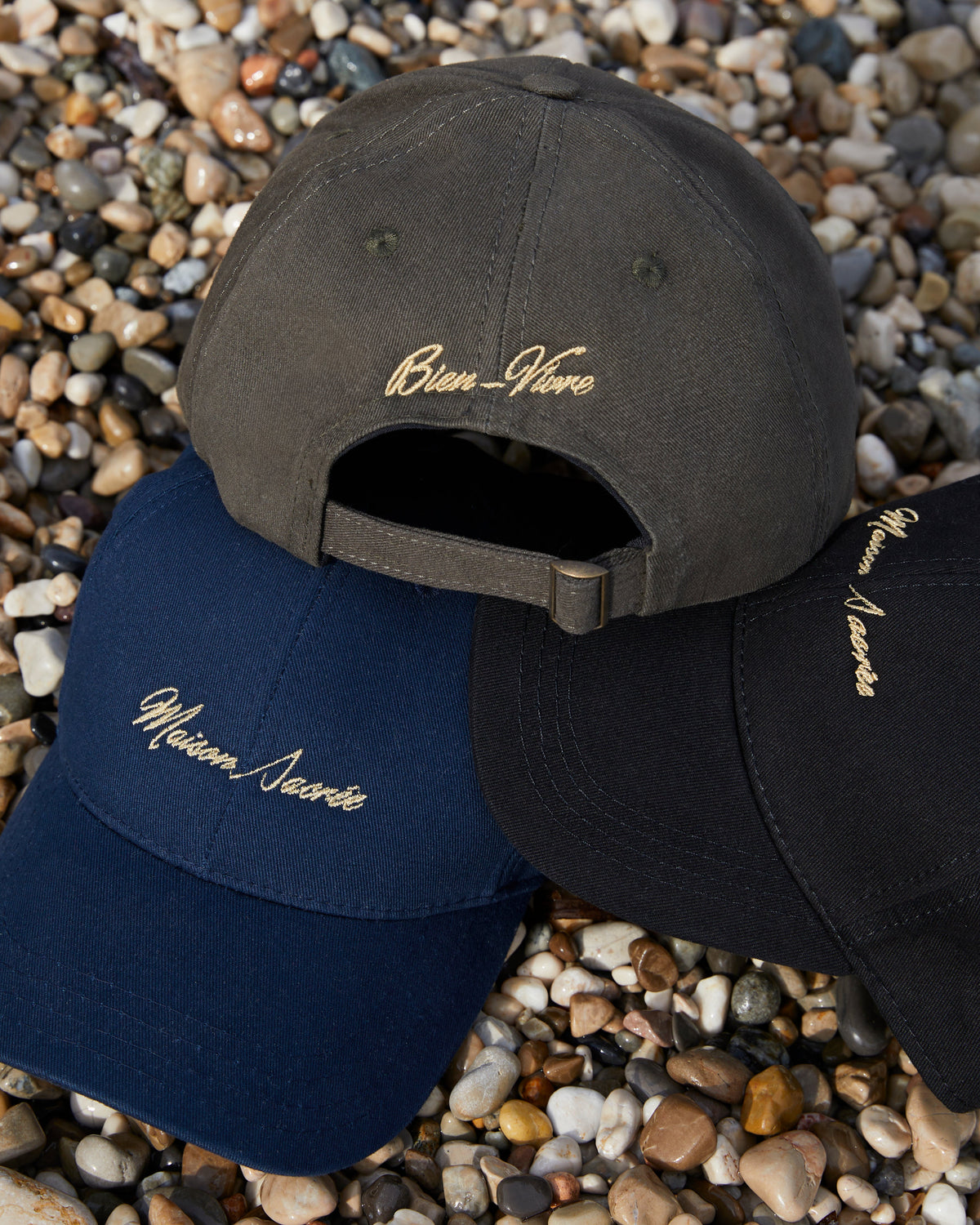 Maison Sacrée-Khaki Navy Blue Black Cap Three Pack-Şapka-2-fleurdirect.live