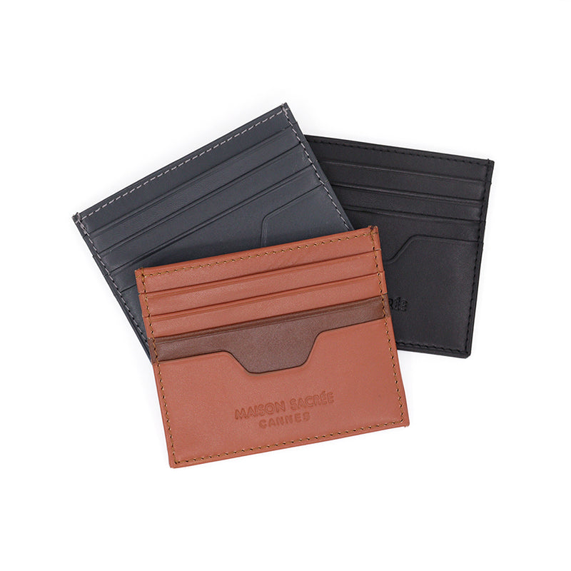 Maison Sacrée-Maison Sacrée Tan Card Holder-Cüzdan & Kartlık-4-fleurdirect.live