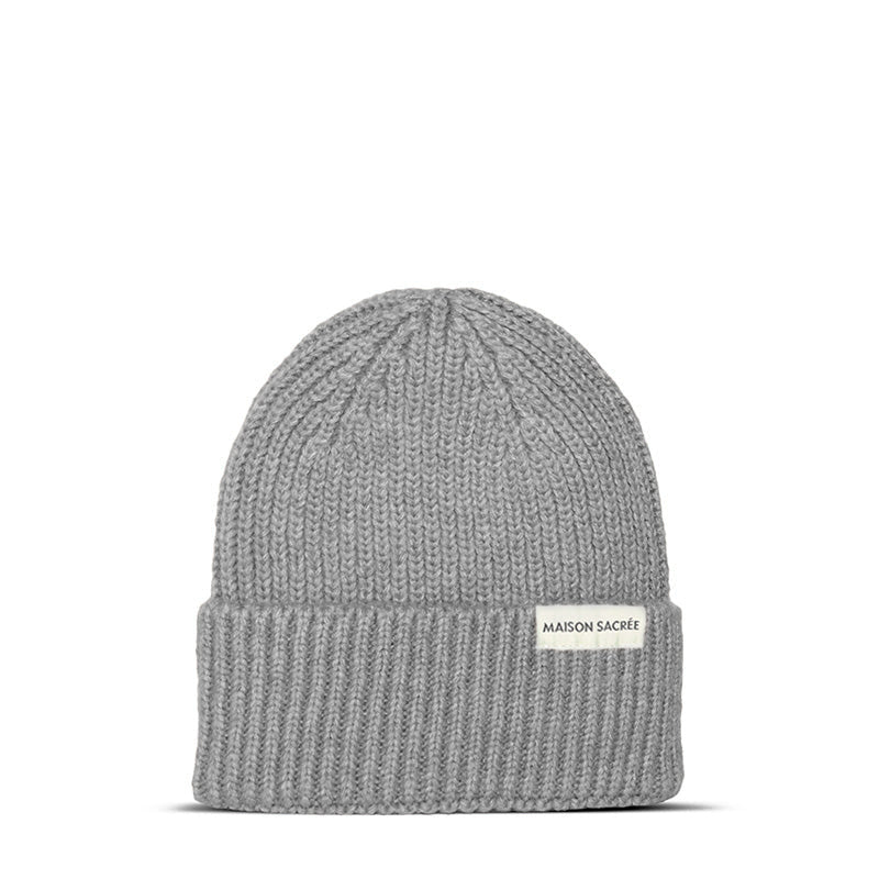 Maison Sacrée-Ms Grey Knitted Beanie-Şapka-1-fleurdirect.live