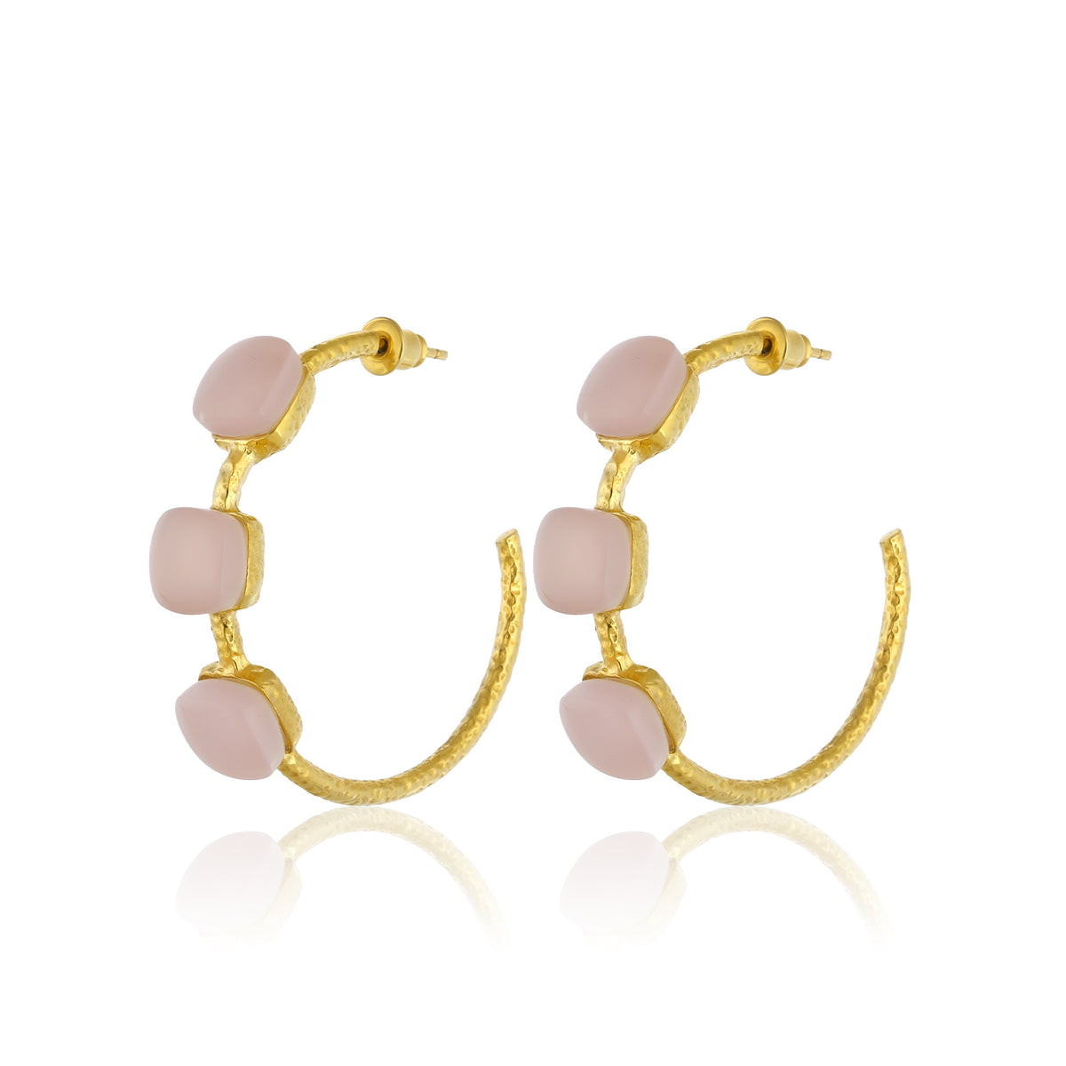 Maison Soula-Siena Hoop Earrings Matte Rose Pink-Earrings-1-fleurdirect.live