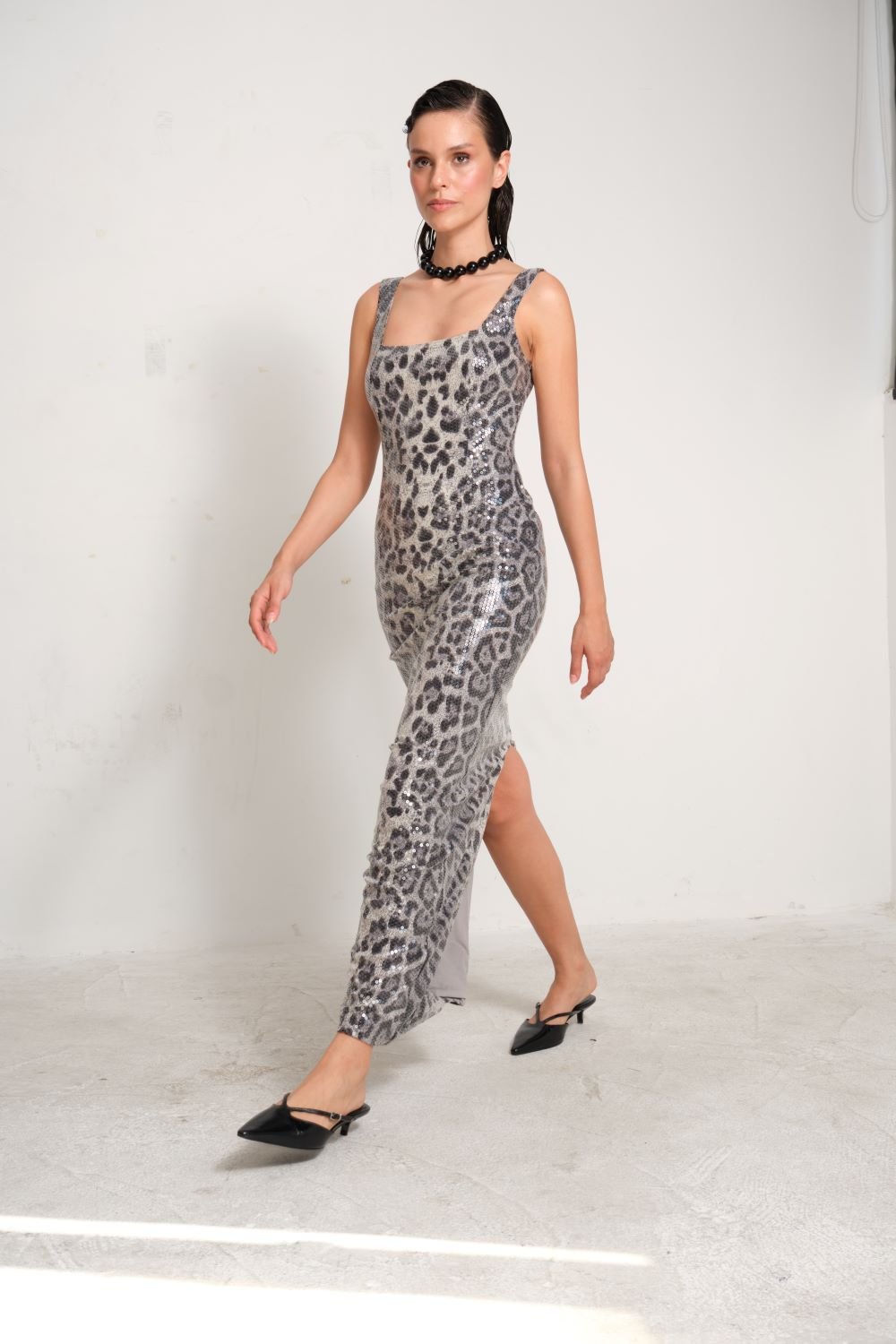 Manshet-Anne Leopar Payetli Abiye Elbise-Elbise-2-fleurdirect.live