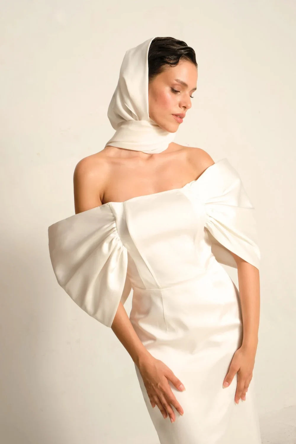 Manshet-Brigitte Straplez Saten Nikah Elbisesi-Elbise-3-fleurdirect.live