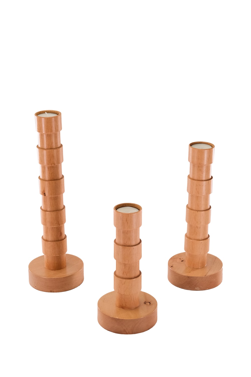 Massello Design-Trio 3'lü Ahşap Şamdan & T-light Mumluk-Mumluk & Şamdan-2-fleurdirect.live