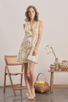 Mavlo-Yellow Meadow Çiçekli Keten Mini Elbise-Elbise-2-fleurdirect.live