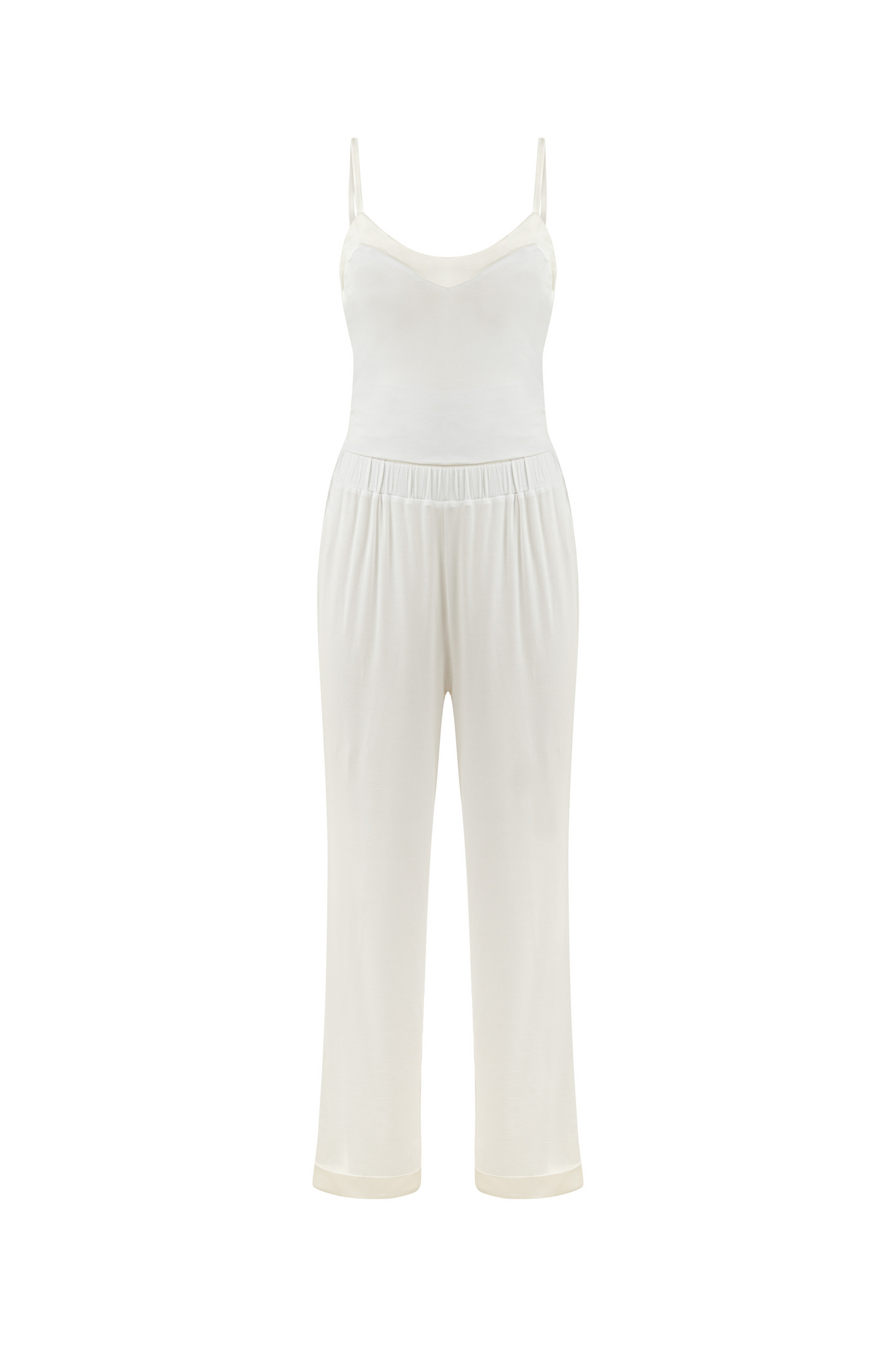 Modal Strap Pajama Set White