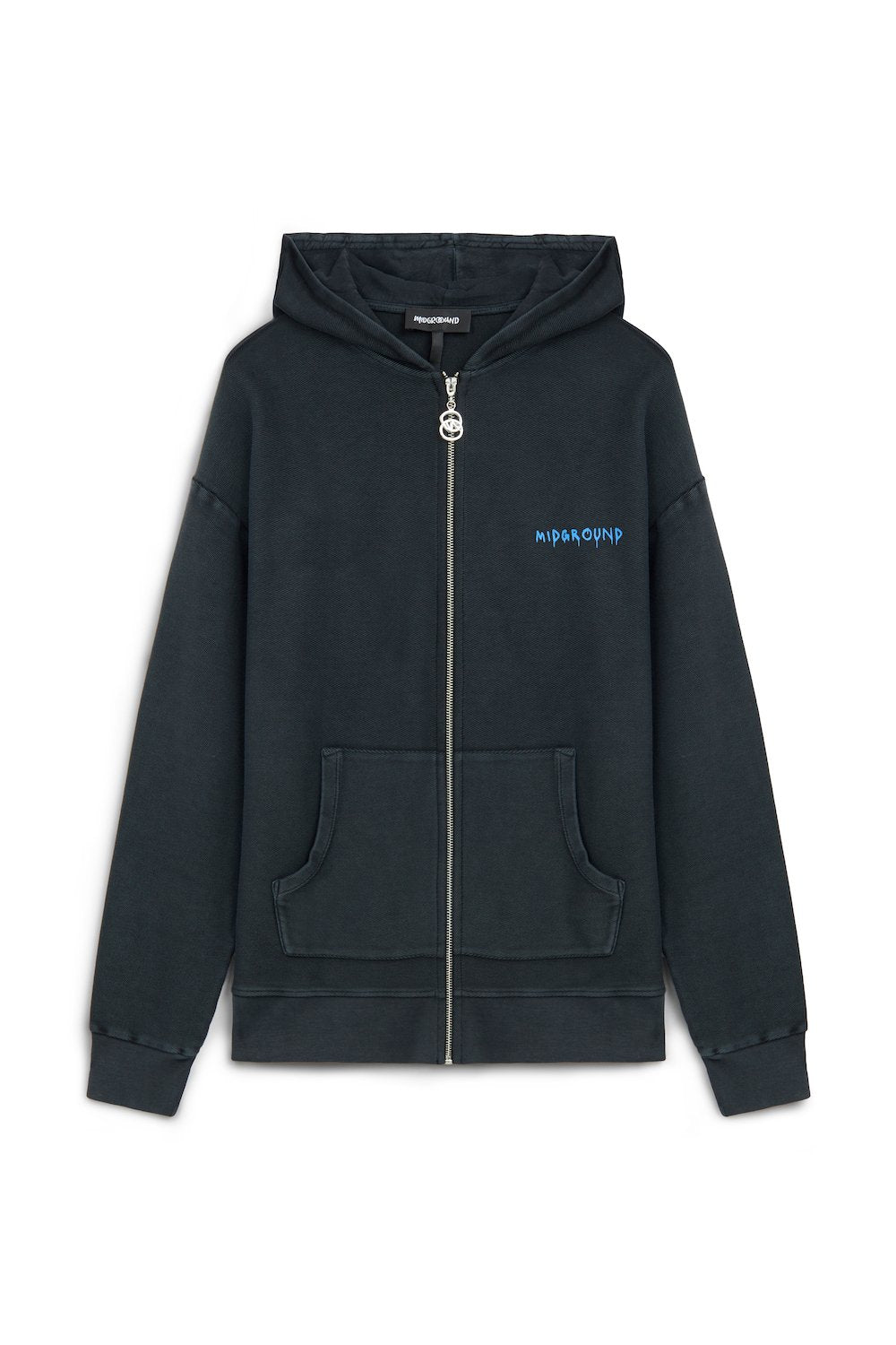 Midground-Gri Acid Yıkamalı Fermuarlı Sweatshirt-Sweatshirts & Hoodies-2-fleurdirect.live
