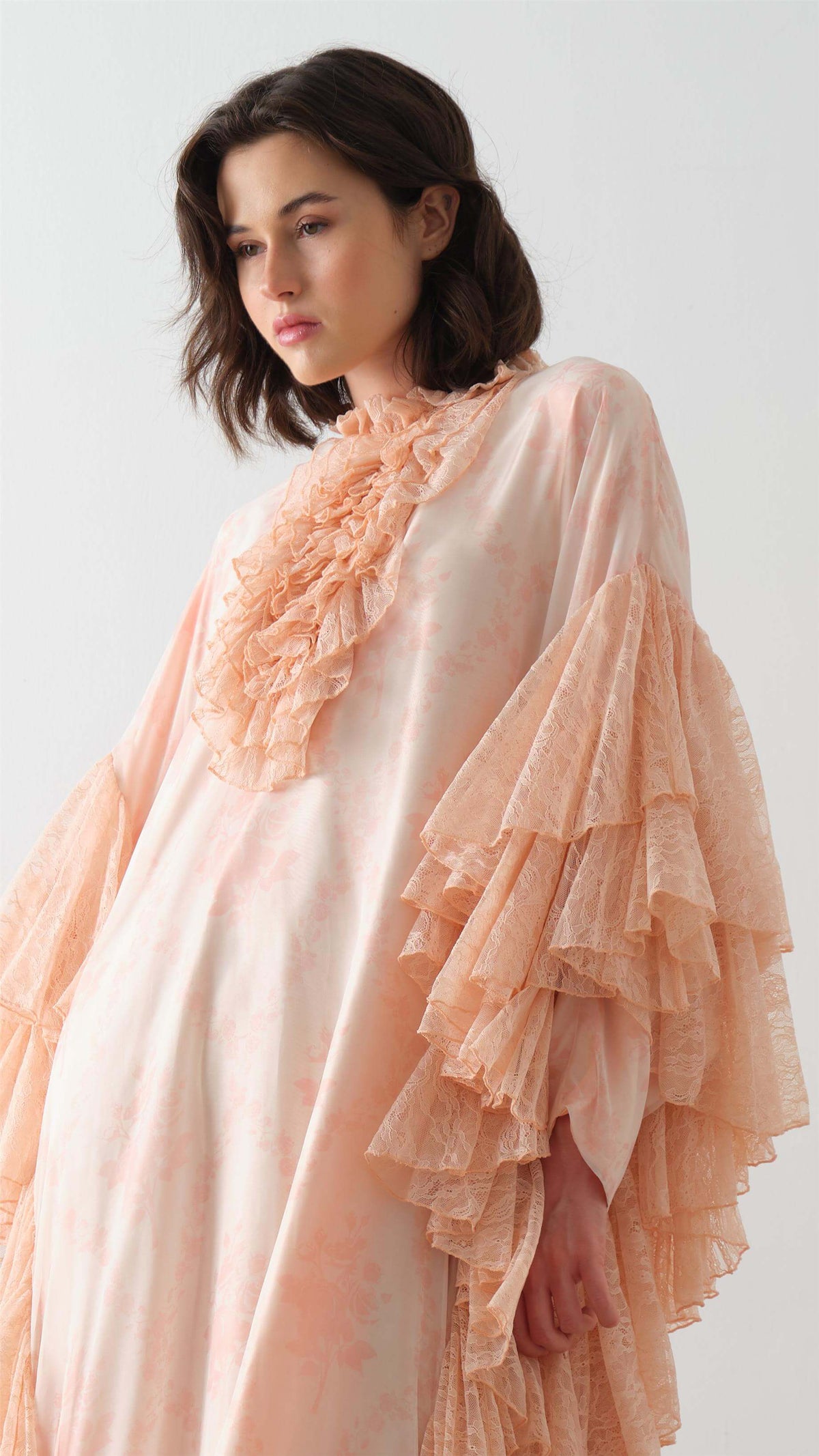 Miha-Kollari Dantel Firfirli Kaftan Elbi̇se Mint-7-fleurdirect.live